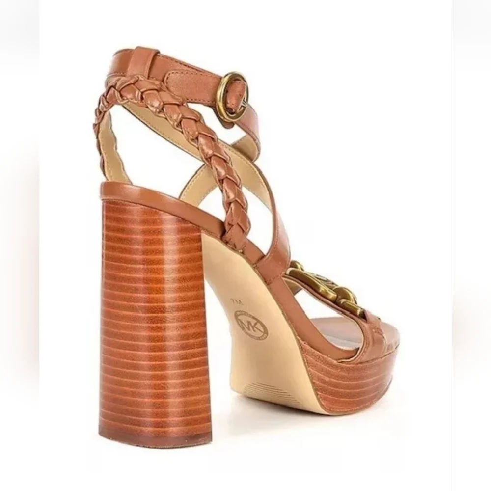 Michael Kors Kailey Brown Leather Platform Sandals 10 NWT